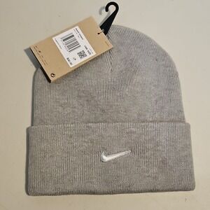 Nike Terra Short Cuff Cuffed Swoosh Beanie Hat Gray Adult One Size OS HF0189-063